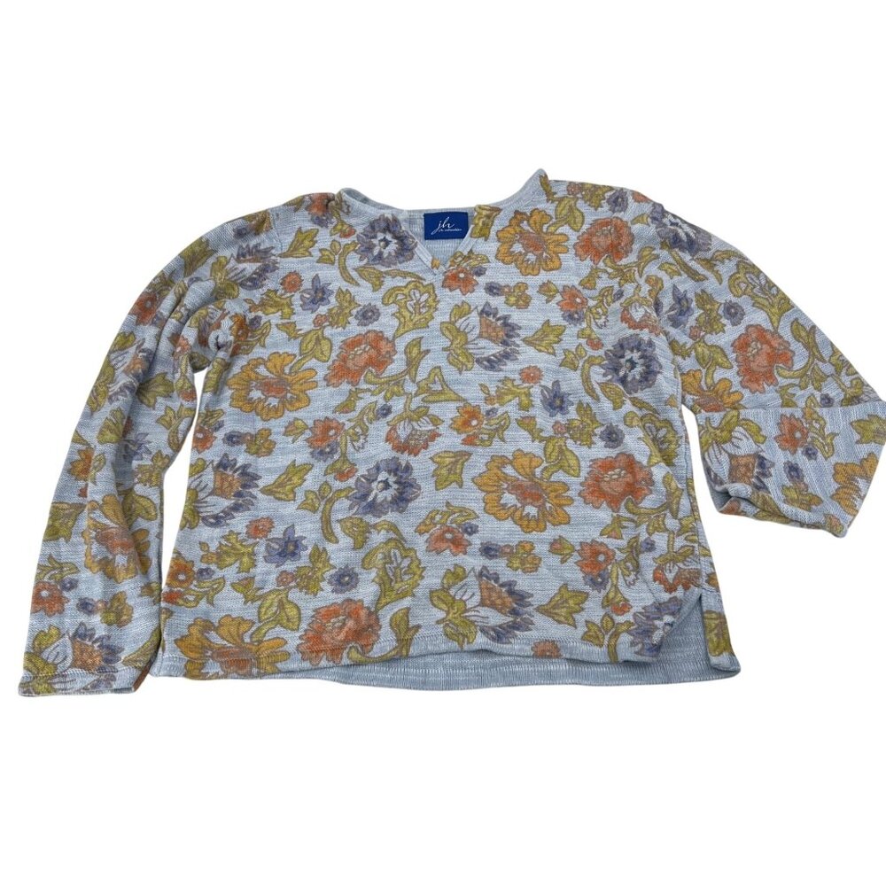 J.H. Collectibles Floral Knit Long Sleeve Sweater XL Cotton/Polyester Blend Ligh